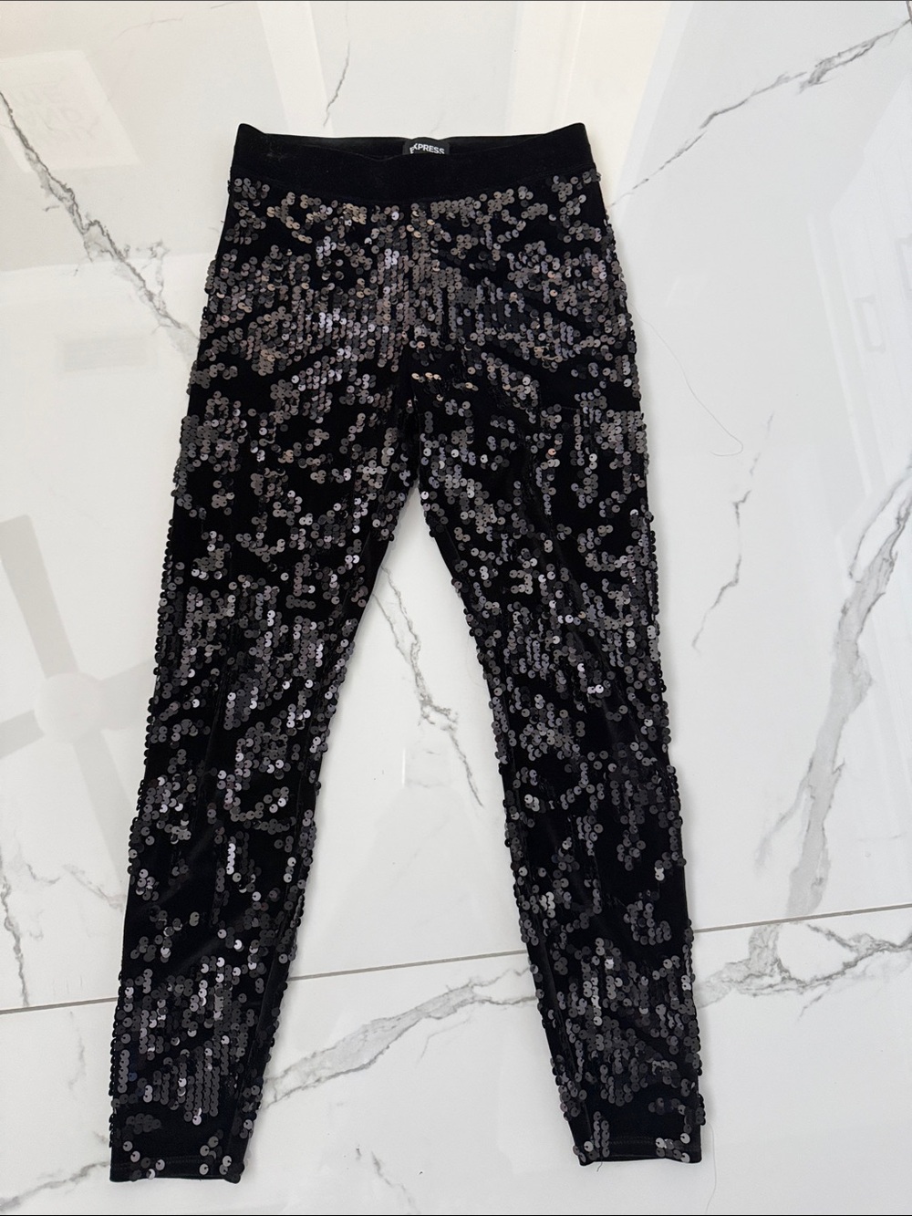 Express Black Sequin Kids Leggings